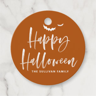 Burnt Orange Happy Halloween Brush Calligraphy Geschenkanhänger