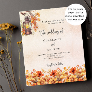 Burnt orange Herbst Blumenzettel Einladung zur Hoc