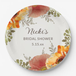 Burnt Orange Herbst Name des Brautparty Pappteller