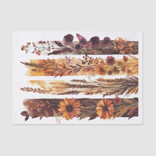 Burnt Orange Herbst Wilde Blume Decoupage Seidenpapier (Vorderseite)