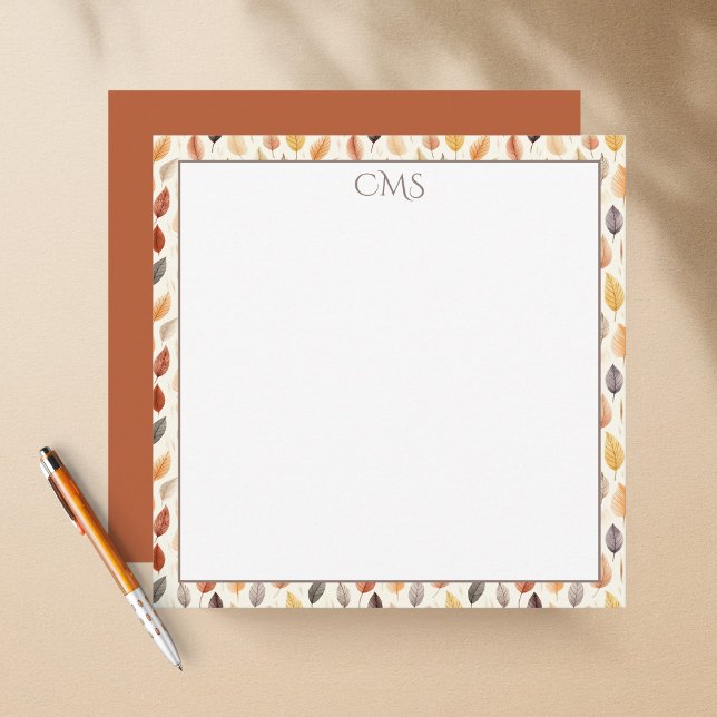 Burnt Orange Herbstlaubs Wasserfarbe Mit Monogramm Mitteilungskarte (Von Creator hochgeladen)