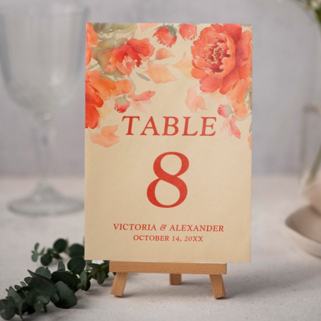 Burnt Orange Hochzeit im Herbst Tischnummer (Von Creator hochgeladen)