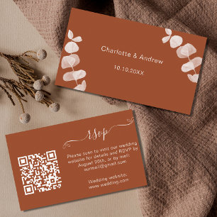 Burnt orange Hochzeitungs-Antwort-Website QR-Code  Begleitkarte