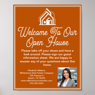 Burnt Orange Immobilienunternehmen Open House Poster