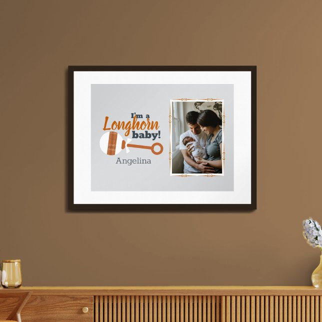 Burnt Orange Kariert Rattle Longhorn Baby Foto Pos Poster (Von Creator hochgeladen)
