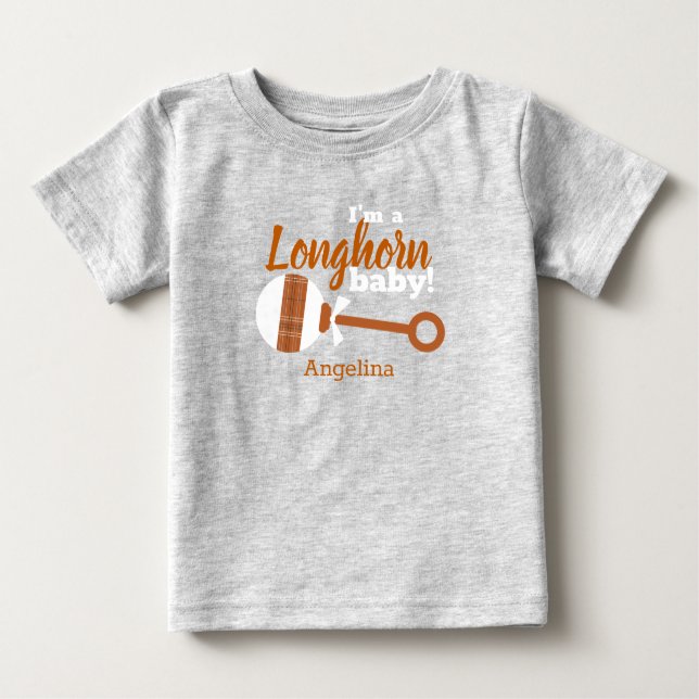 Burnt Orange Kariert Rattle Longhorn Baby T-shirt (Vorderseite)