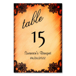 Burnt Orange Lace Table Number  Tischnummer