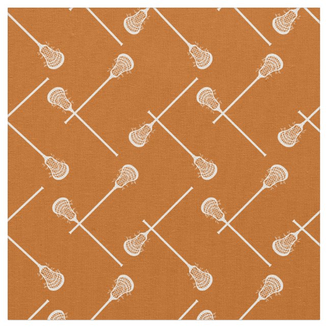 Burnt Orange Lacrosse White Sticks Gemustert Stoff (Nahaufnahme)