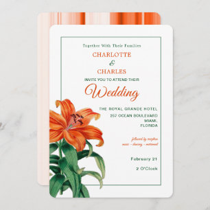 Burnt Orange Lily Stylish Floral Wedding Einladung