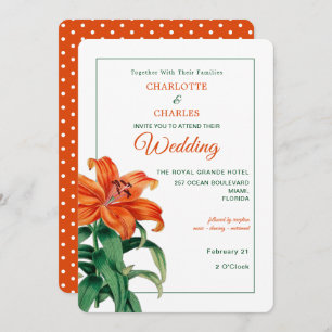 Burnt Orange Lily Stylish Floral Wedding Einladung