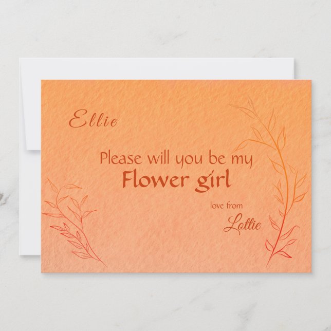 Burnt Orange Line-Art-Blätter Ombré Herbsthochzeit Einladung (Vorderseite)