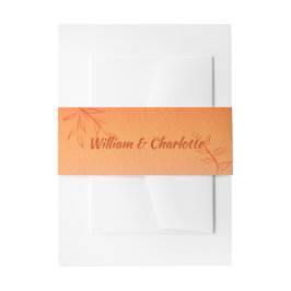 Burnt Orange Line-Art-Blätter Ombré Herbsthochzeit Einladungsbanderole