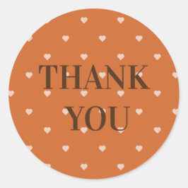 Burnt Orange Mini Herz Hintergrund Vielen Dank Runder Aufkleber