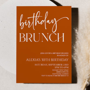 Burnt Orange Minimal Birthday Brunch Party Einladung