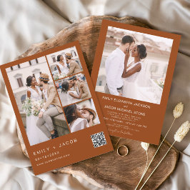 Burnt Orange Minimalistisch Foto QR Code Hochzeit Einladung