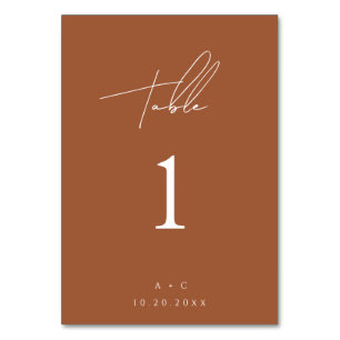 Burnt Orange Minimalistisch Modern Wedding Table C Tischnummer