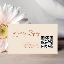 Burnt Orange Minimalistisch QR CODE Wedding RSVP Begleitkarte