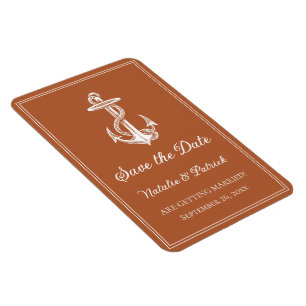 Burnt Orange Nautical Anchor Speichern Sie das Dat Magnet