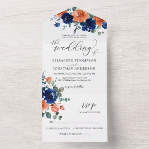 Burnt Orange Navy Royal Blue Wedding Details UAWG All In One Einladung