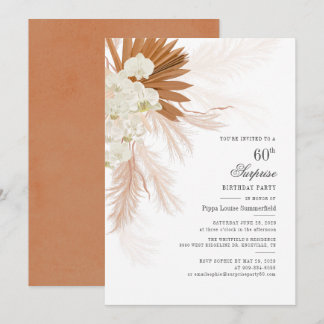 Burnt Orange Pampas Grass 60. Geburtstagsparty Einladung