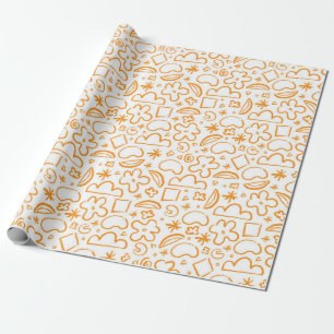 Burnt Orange Pastel Doodle Muster Geschenkpapier
