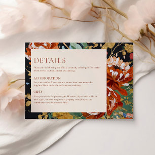 Burnt Orange Peonies Blumenwerk Hochzeit Begleitkarte