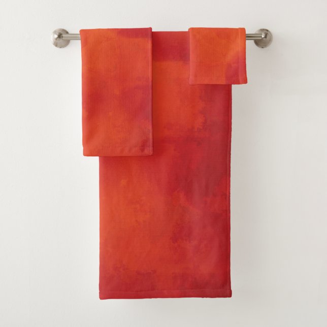 Burnt Orange Persimmon Leaf Abtract Herbst Badhandtuch Set (Insitu)