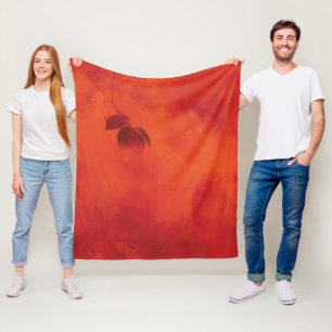 Burnt Orange Persimmon Leaf Abtract Herbst Fleecedecke