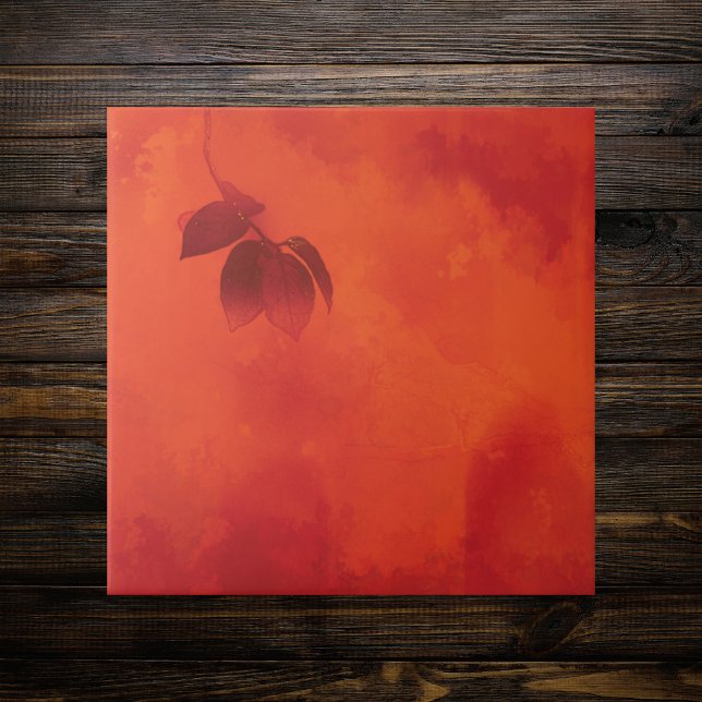 Burnt Orange Persimmon Leaf Abtract Herbst Fliese (Von Creator hochgeladen)