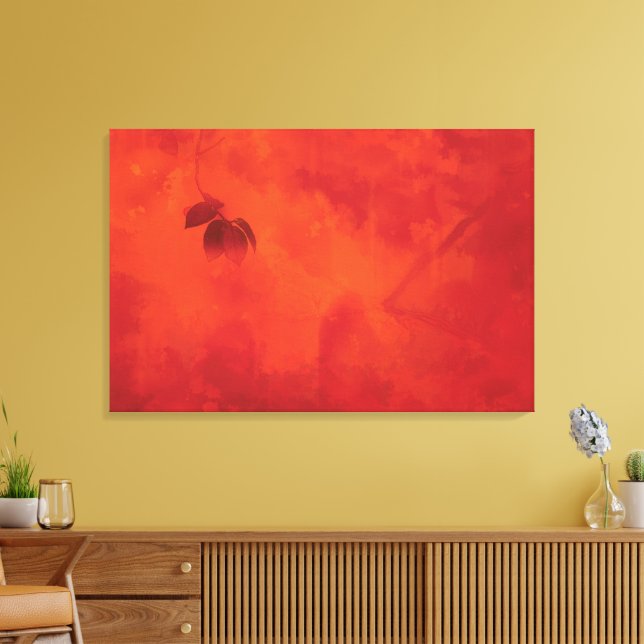 Burnt Orange Persimmon Leaf Abtract Herbst Leinwanddruck (Insitu (Wohnzimmer))