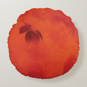 Burnt Orange Persimmon Leaf Abtract Herbst Rundes Kissen