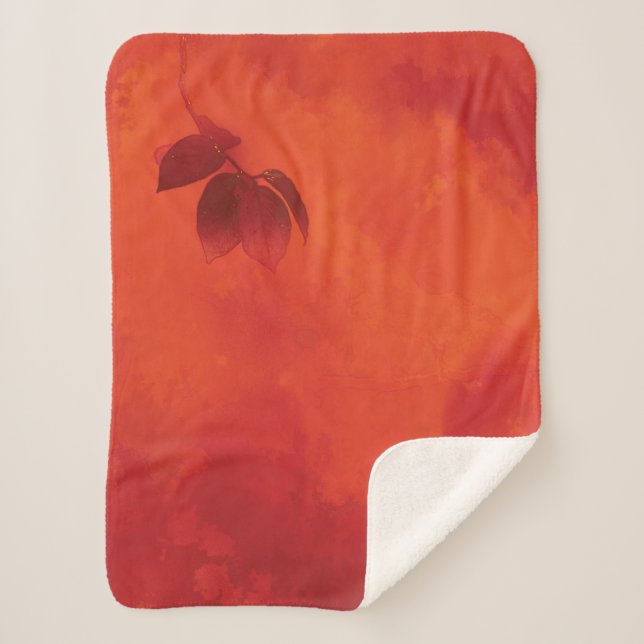 Burnt Orange Persimmon Leaf Abtract Herbst Sherpadecke (Vorderseite)