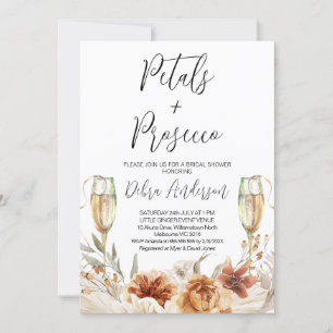 Burnt Orange Petals und Prosecco Brautparty Einladung