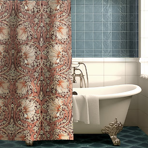 Burnt Orange Pimpernel William Morris Fall Floral Duschvorhang