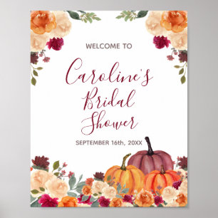 Burnt orange Pumpkin Bridal Baby Dusche Willkommen Poster