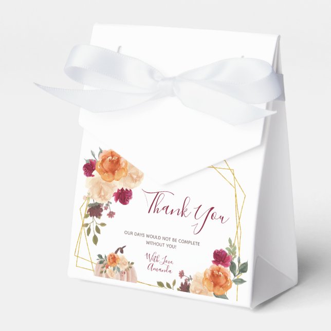 Burnt Orange Pumpkin Floral Fall in Liebe Gefällig Geschenkschachtel (Vorderseite)