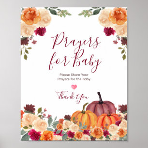 Burnt Orange Pumpkin Floral Gebete für Baby Poster