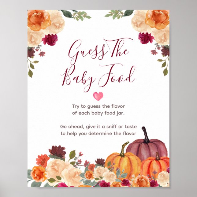 Burnt orange Pumpkin Floral Ratet das Baby Food Poster (Vorne)