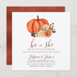 Burnt Orange Pumpkin Gender Reveal Party Einladung