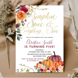 Burnt Orange Pumpkin Kid's Birthday Einladung