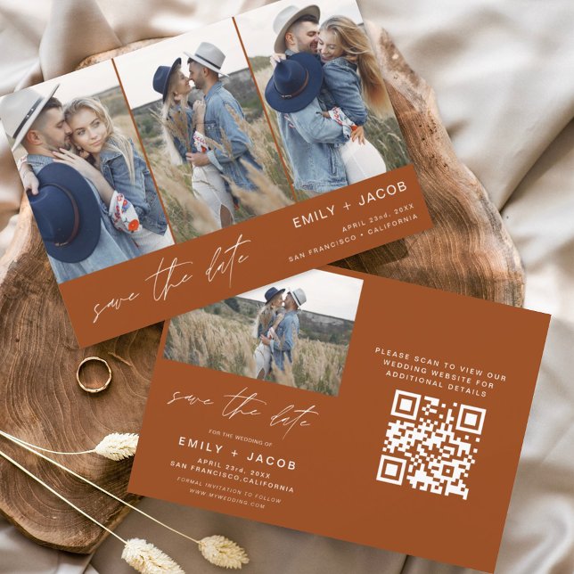 Burnt Orange QR Code Modern Save the Date 4 Foto (Von Creator hochgeladen)