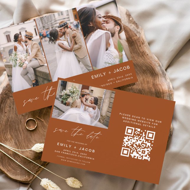 Burnt Orange QR Code Modern Save the Date 4 Foto (Von Creator hochgeladen)