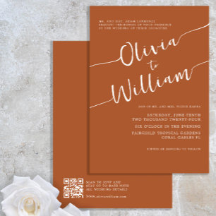 Burnt Orange QR Script Einladung zur Hochzeit