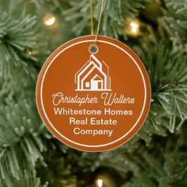 Burnt Orange Real Estate Company Custom Realtor Keramik Ornament