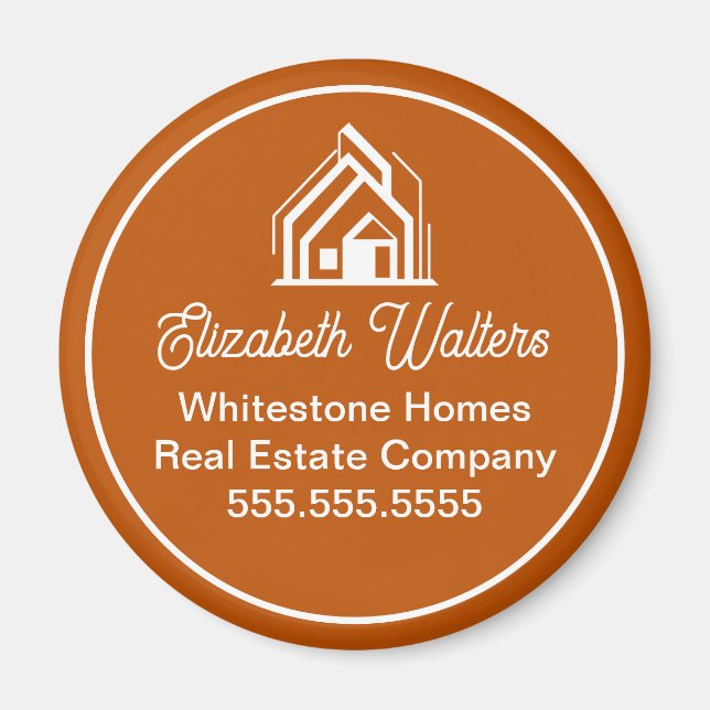 Burnt Orange Real Estate Company Custom Realtor Magnet (Vorne)
