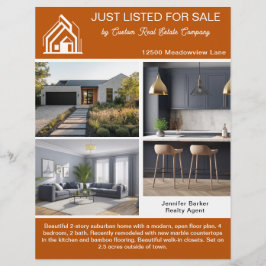 Burnt Orange Real Estate Home Listing 2 Sided Flyer