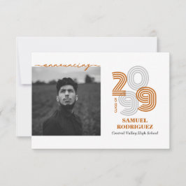 Burnt Orange Retro Big Numbers Class of Foto Einladung