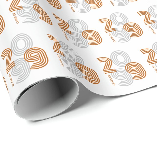 Burnt Orange Retro Big Numbers Klasse Geschenkpapier (Rolleneckpunkt)
