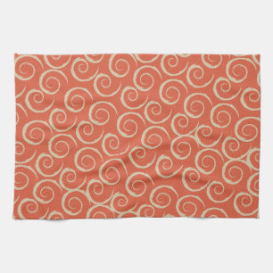 Burnt Orange Retro Swirl Muster Handtuch