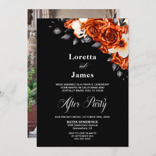 Burnt Orange Rose Floral Wedding Reception Foto Einladung